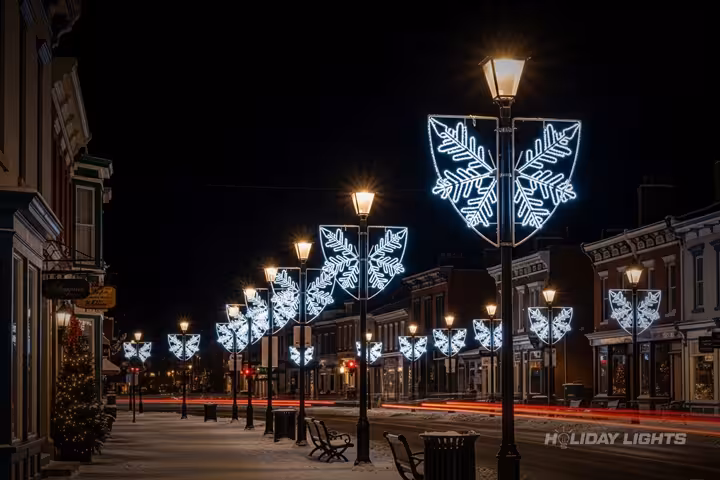 Professional municipal Christmas light installation in Trumbull, Connecticut — Lamp Post Decorations