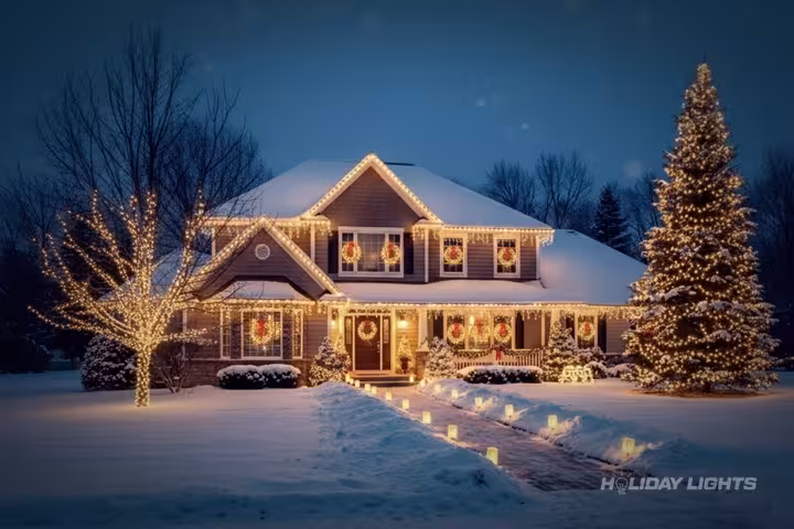 Professional residential Christmas light installation in Trumbull, Connecticut — Full Home Christmas Decoration