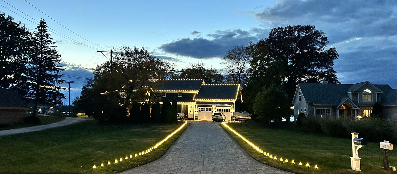 Festive home at night ready for the holidays